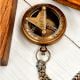 Brass Pocket Compass with Chain Nautical Collectible